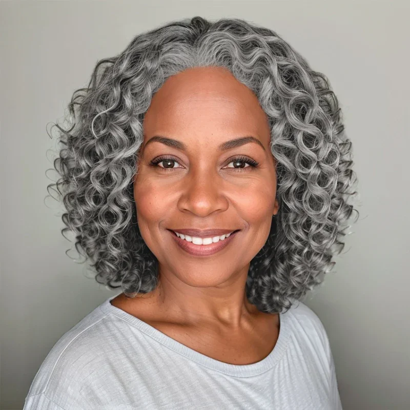 Brazilian Remy 220% Short Bob Salt And Pepper Deep Wave HD Transparent 5x5 Closure Lace Human Hair Wig For Women