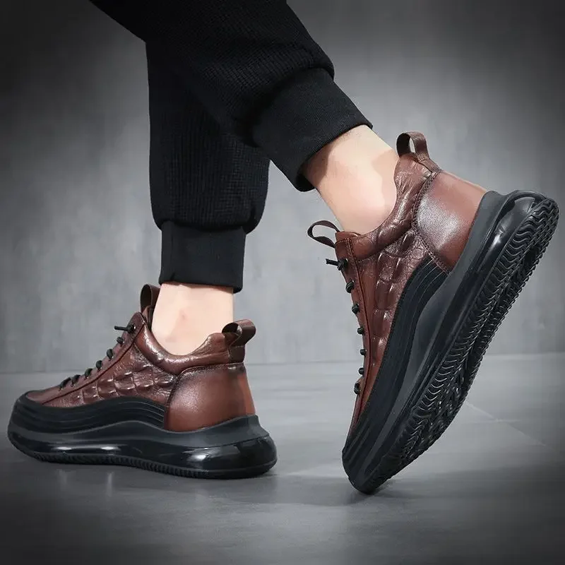 2024 Autumn Alligator pattern Men Sneakers Lace Up Casual Platform Vulcanized Shoes Male Anti-slip Running  Zapatillas Hombre 6