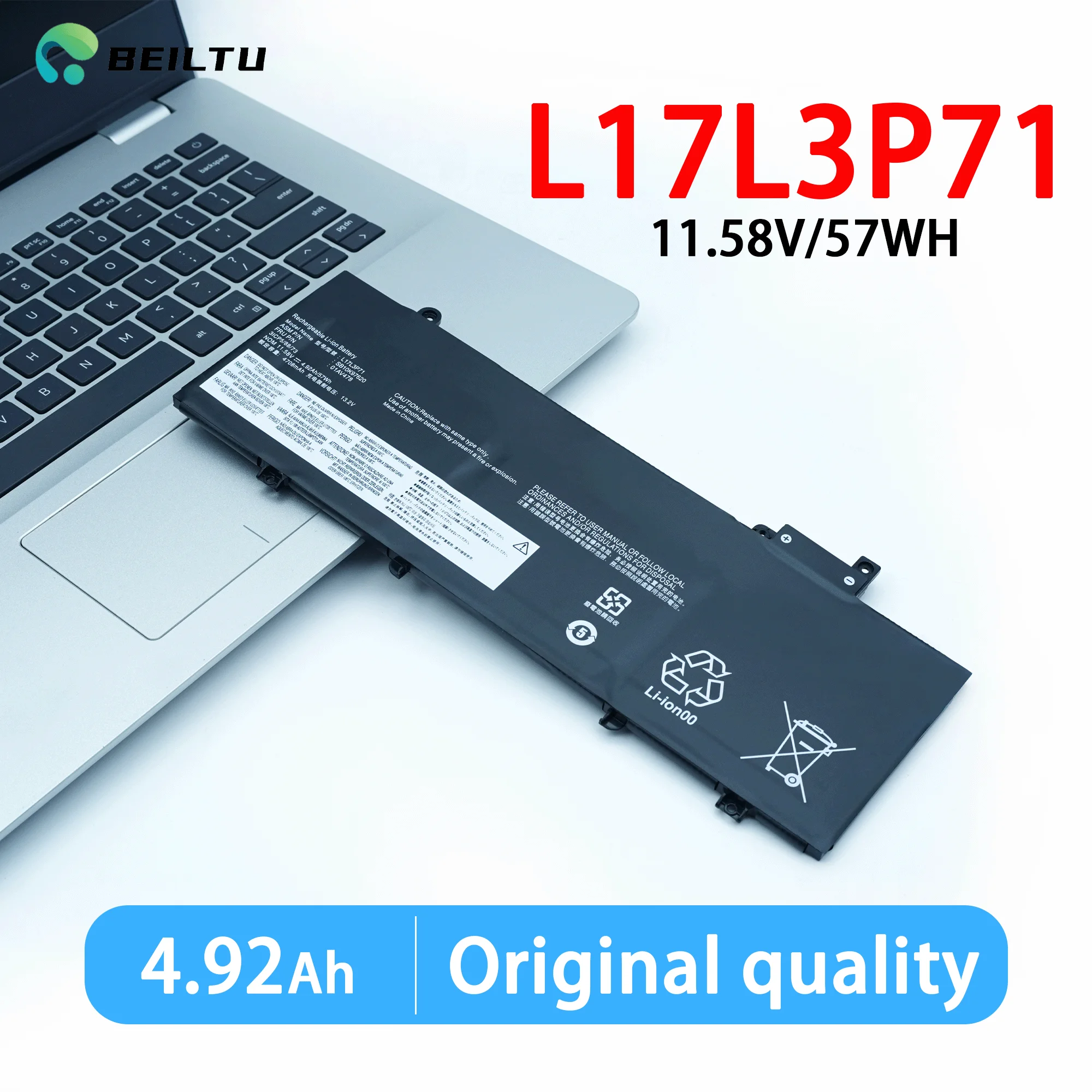 Batterie L17L3P71 / L17M3P71 Pour Lenovo ThinkPad T480S (20L7, 20L8) - 57Wh - Neuve