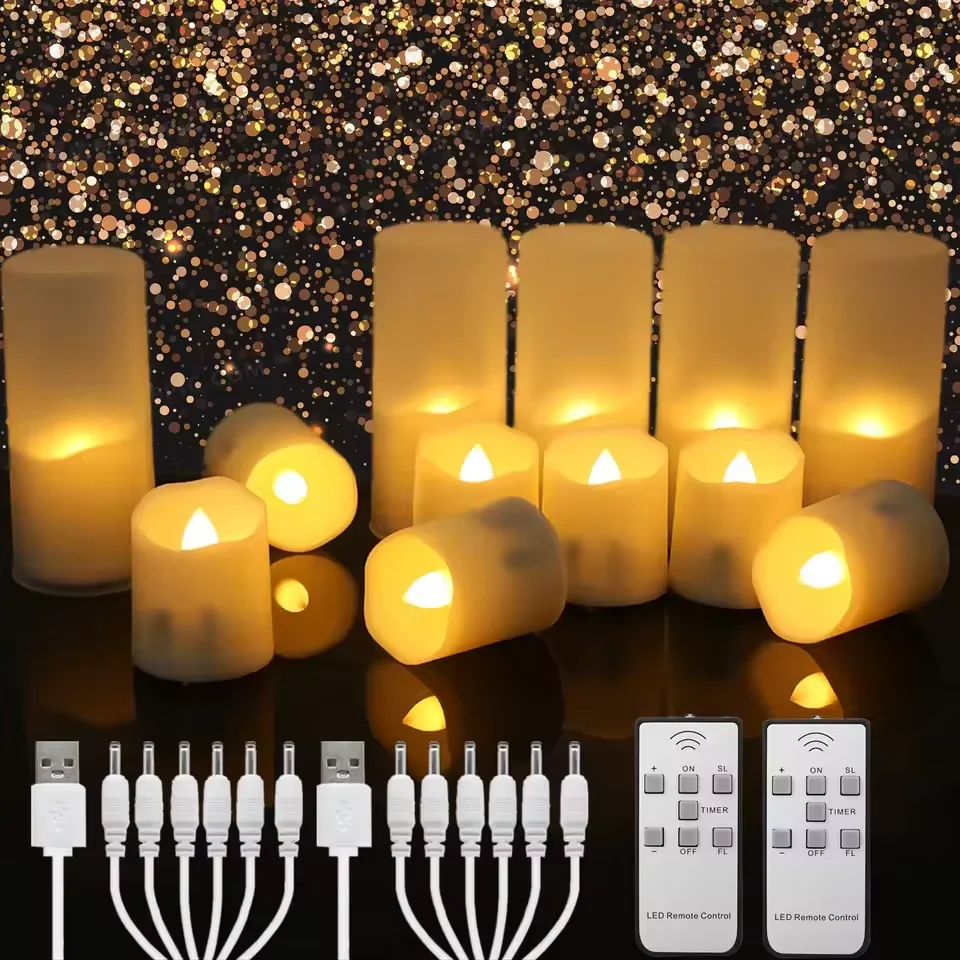 Bougies Led rechargeables, minuterie à distance, sans flamme, pour salle de mariage, jardin, éclairage de vacances, décoration de maison, lampe à bougie à thé