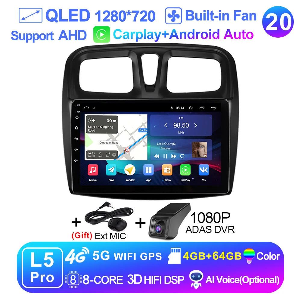 2G+64G Wireless Carplay Android Car Radio for Renault Dacia