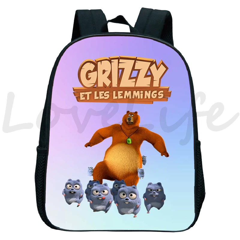Sunlight Grizzly Bear Kindergarten Backpack Grizzy And The Lemmings School Bag Children Cartoon Rucksack Kids Bookbag gifts 5