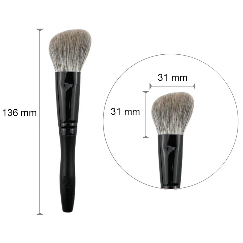 W02 Professional Handmade Makeup Brush Soft Blue Fox Goat Hair Angled Contour Sculpting Brush Ebony Handle Make Up Brushes 6