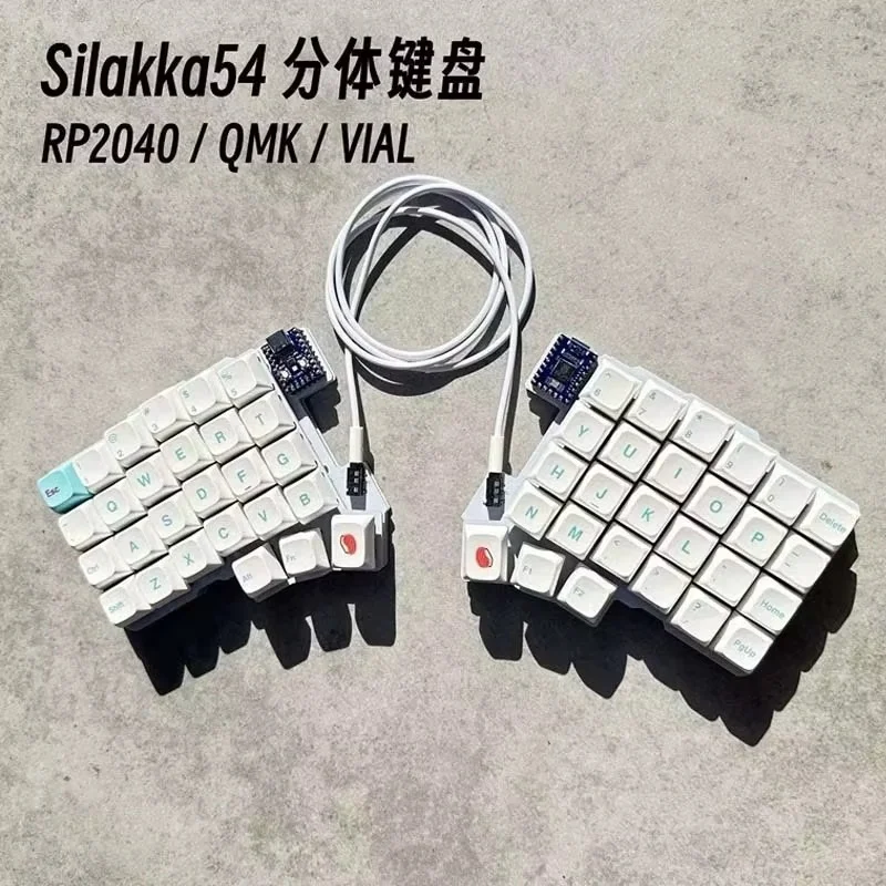 실라카 54 인체공학적 분리형 키보드 유선 핫스왑 QMK/VIAL RP2040zero 커스터마이징 가능 PC 게이밍 키보드 액세서리
