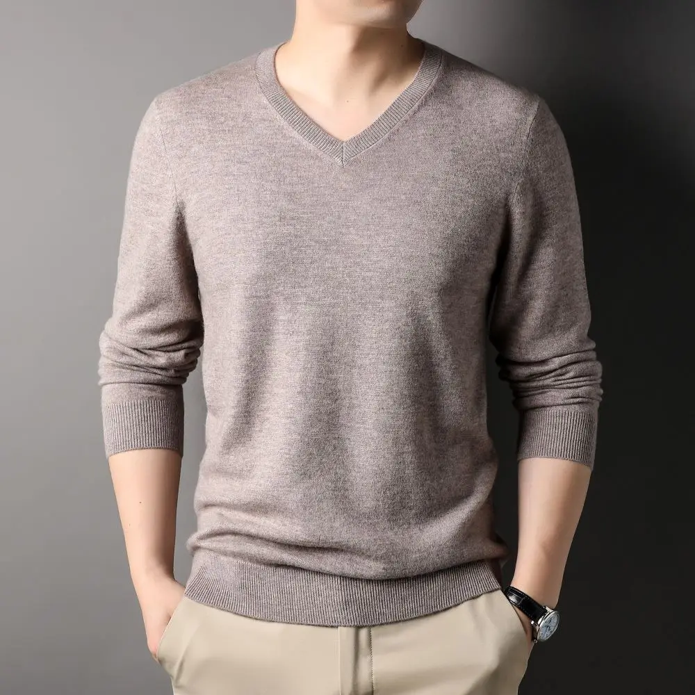 

COODRONY/Новинка 2023 года; Популярная простая Однотонная футболка с v-образным вырезом и длинными рукавами; Мягкий Топ для ухода за кожей; Теплый шерстяной свитер; Сезон осень-зима; Подарок; W5813