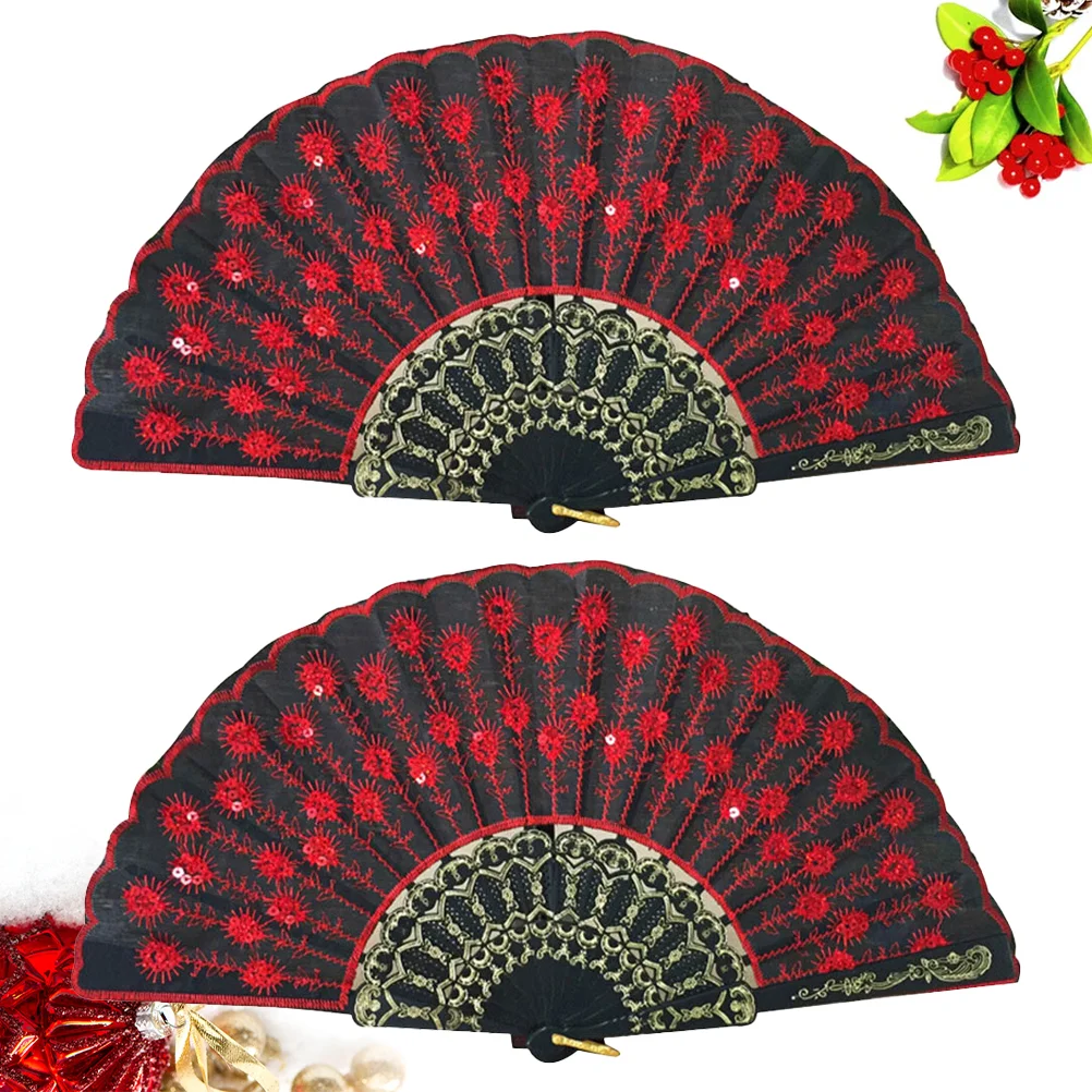 Sequined Dancing Fan Retro Folding Fan Handheld Decorative Fans Home Decoration Craft Gift Ideas Bright Sequins Dance Props