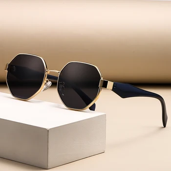 New Retro Sunglasses Women Fashion Polygonal Metal Frame Sunglasses Men