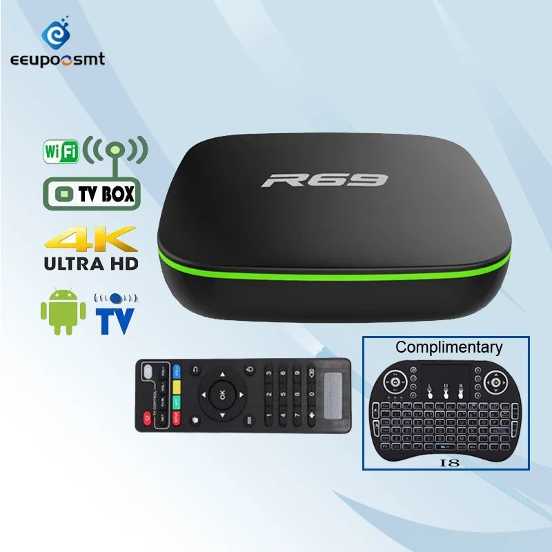 

R69 Smart Android 7.1 TV Box 1GB 8GB Allwinner H3 Quad-Core 2.4G Wifi Set Top Box 1080P HD Support 3D movie Media player