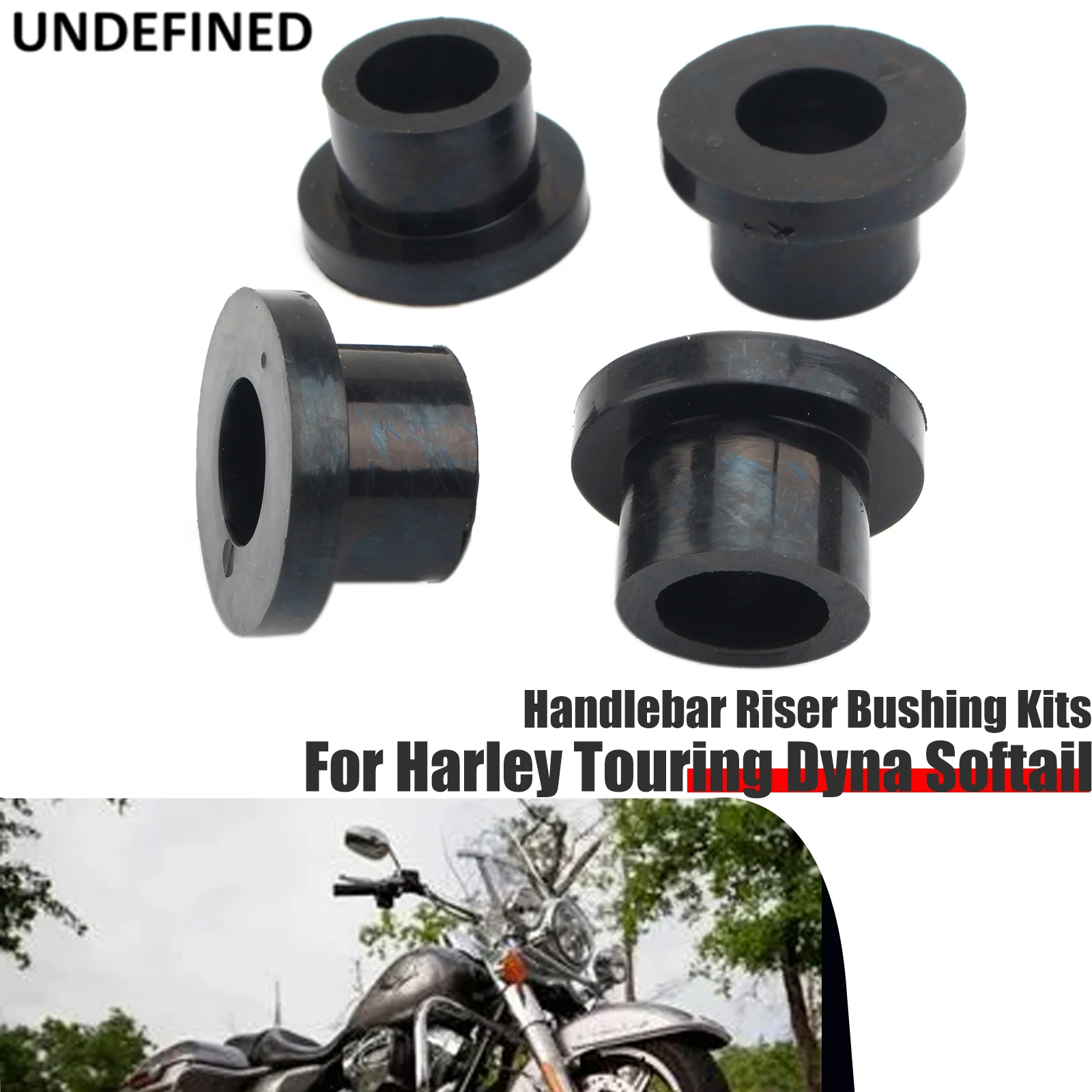 Handlebar Bushing Riser Insert Replacement 4Pcs For Harley Touring Electra Glide Dyna Softail Sportster XL Motorcycle Black