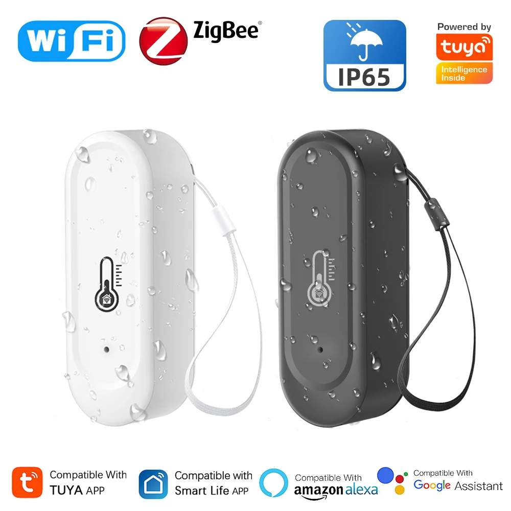 Tuya WiFi/Zigbee capteur intelligent de température et d'humidité extérieur IP65 étanche APP surveillance à distance fonctionne avec Alexa Google Home