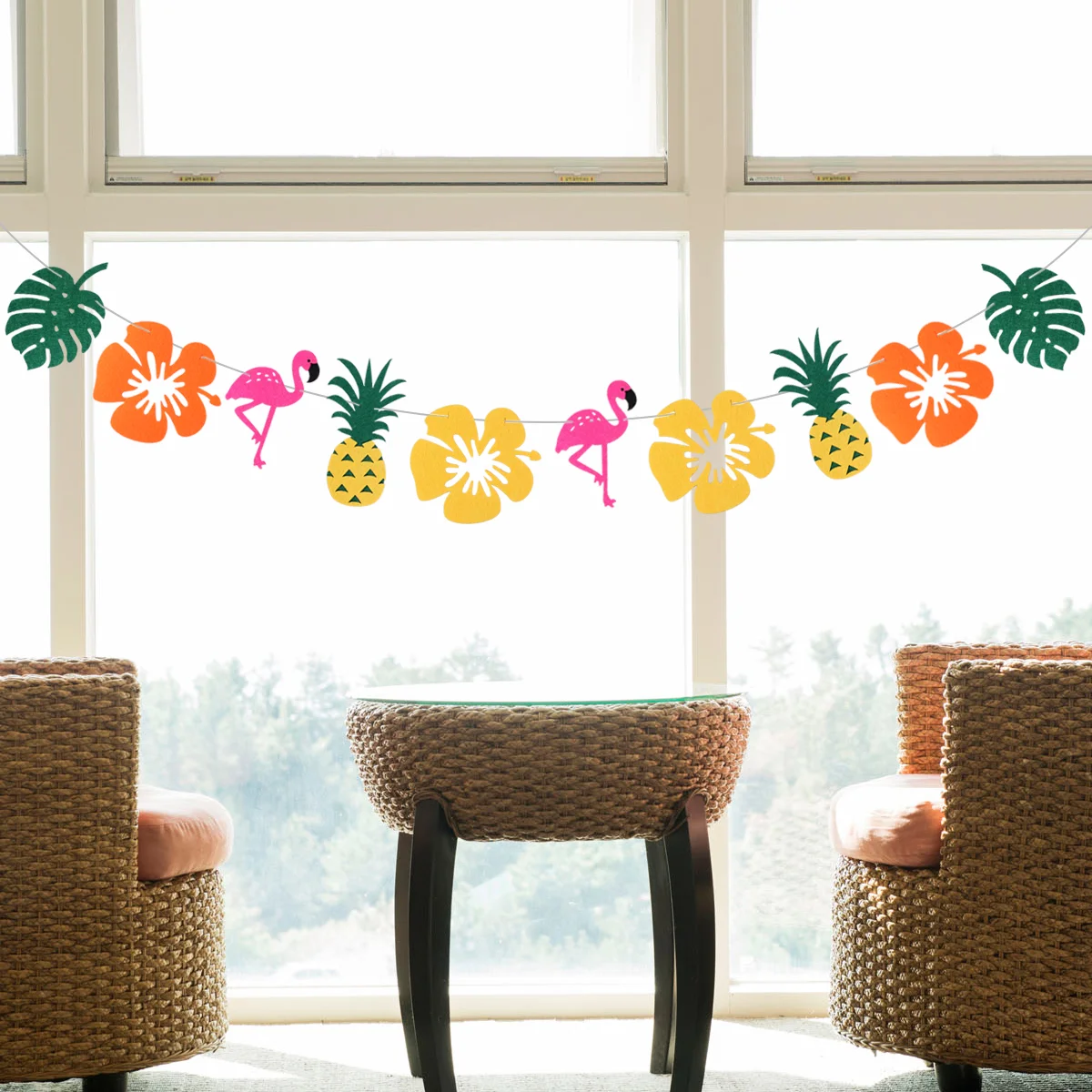 

3 Meters Tropical Bunting Nonwovens Garland Flamingo Banner Felt Decor Summer Party Banners