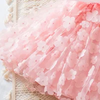 Summer 3D Flower Mesh Ruffles Sleeves Dress 1-5 Years Toddler Girls Birthday Party Princess Dress Tutu Cute Baby Girls Clothes 6