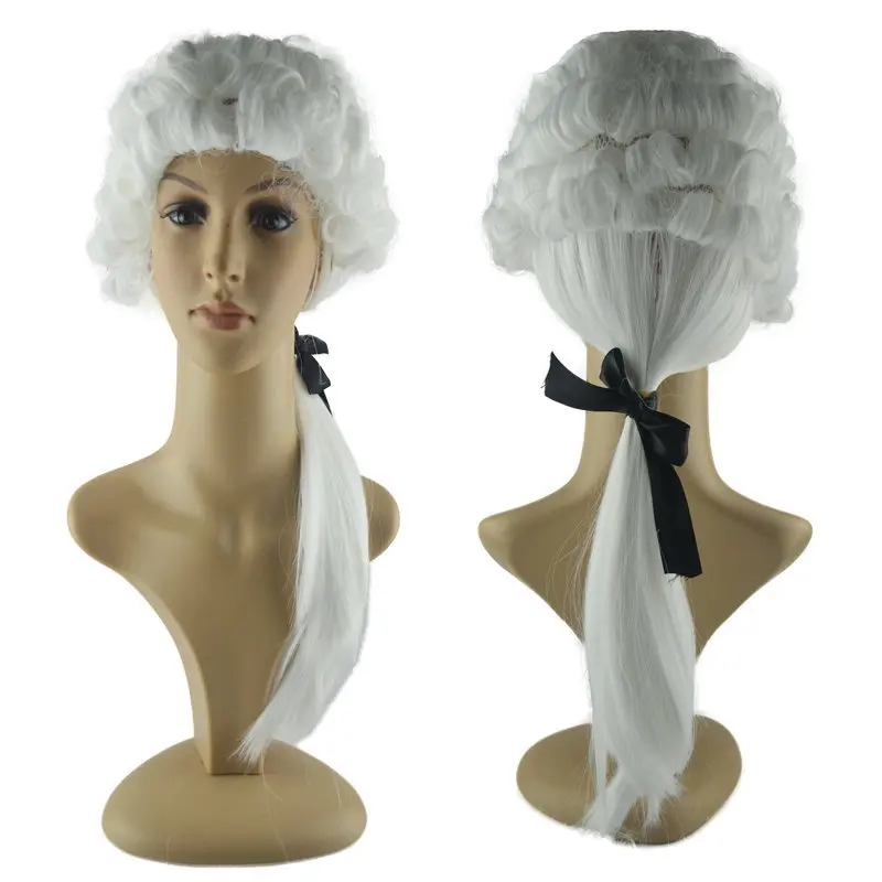 Halloween Festival Party Performance Props Judge Cosplay White Wig hair accessories cosplay accessories cosplay headpiece halloween headband