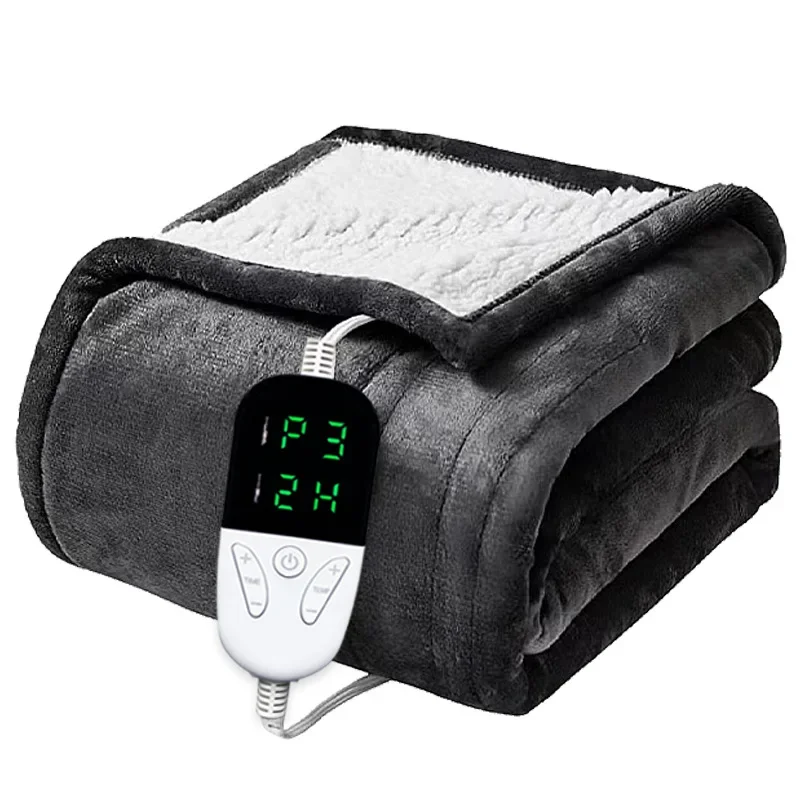 Electric Blanket Flannel Blanket Mattress Winter Machine Washable Double Layer Temperature Control Warmer Heated Throw