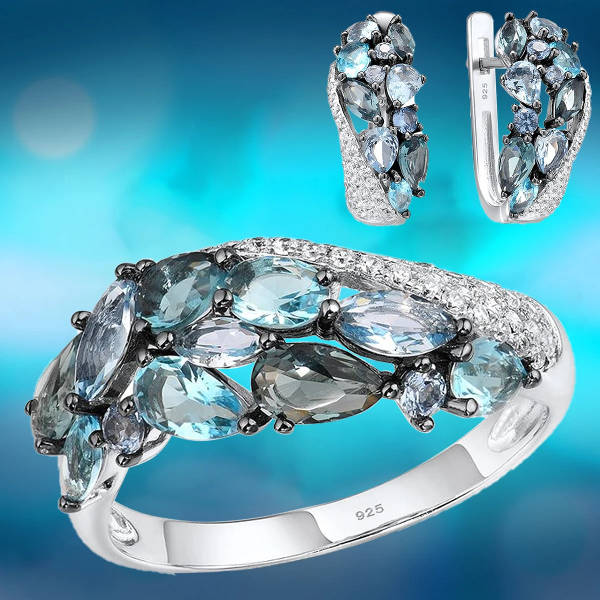 anillos mujer boda tous jpendientes mujer pendientes de aro Conjunto joyería de cristal de