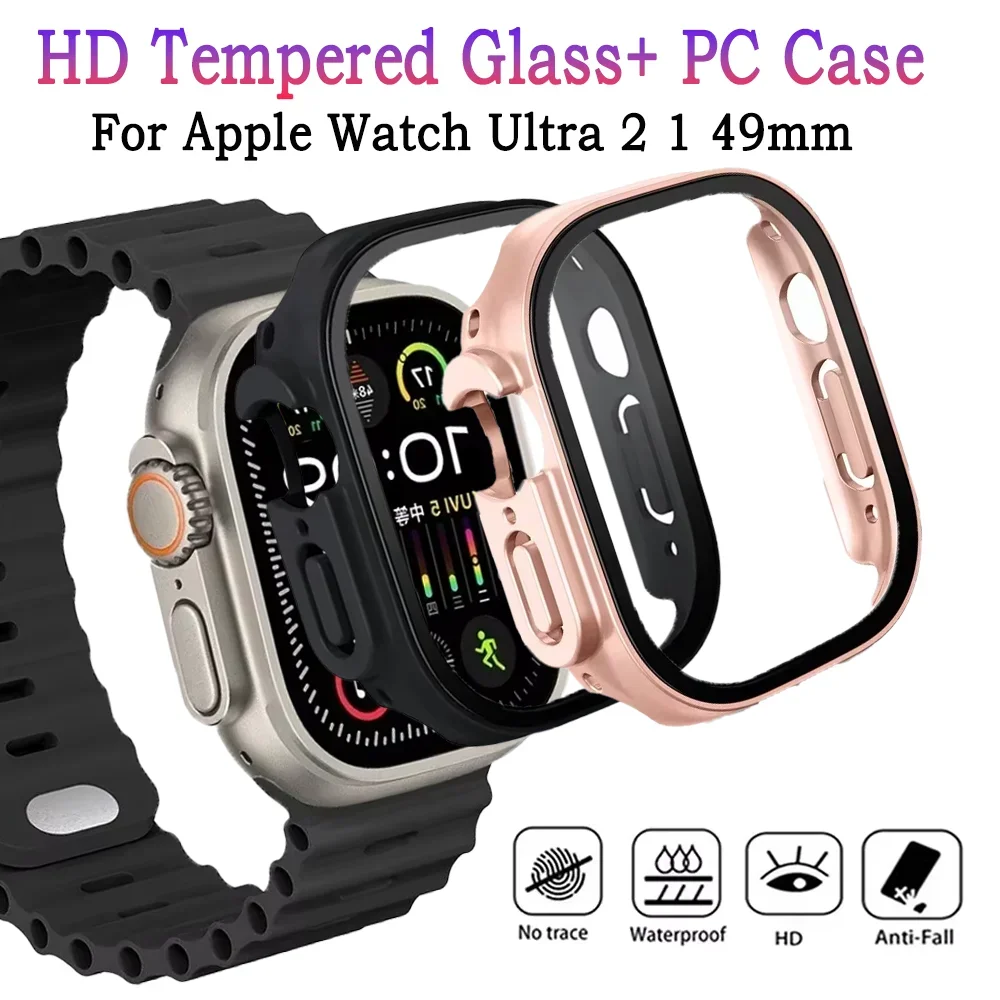 Premium HD Tempered Glass & PC Protective Case for Apple Watch Ultra - 49mm Bumper & Screen Protector Combo