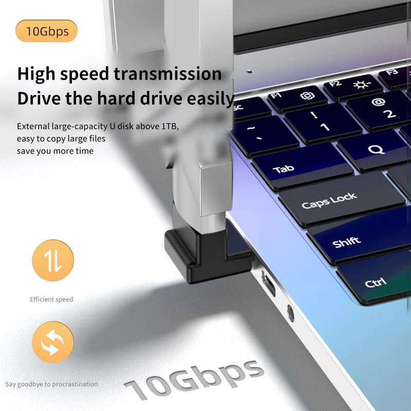 NNBILI 90 직각 USB 3.0 확장 어댑터 상향 팔꿈치 10Gbps USB 커넥터 PC 남성-여성 확장 플러그 Converte