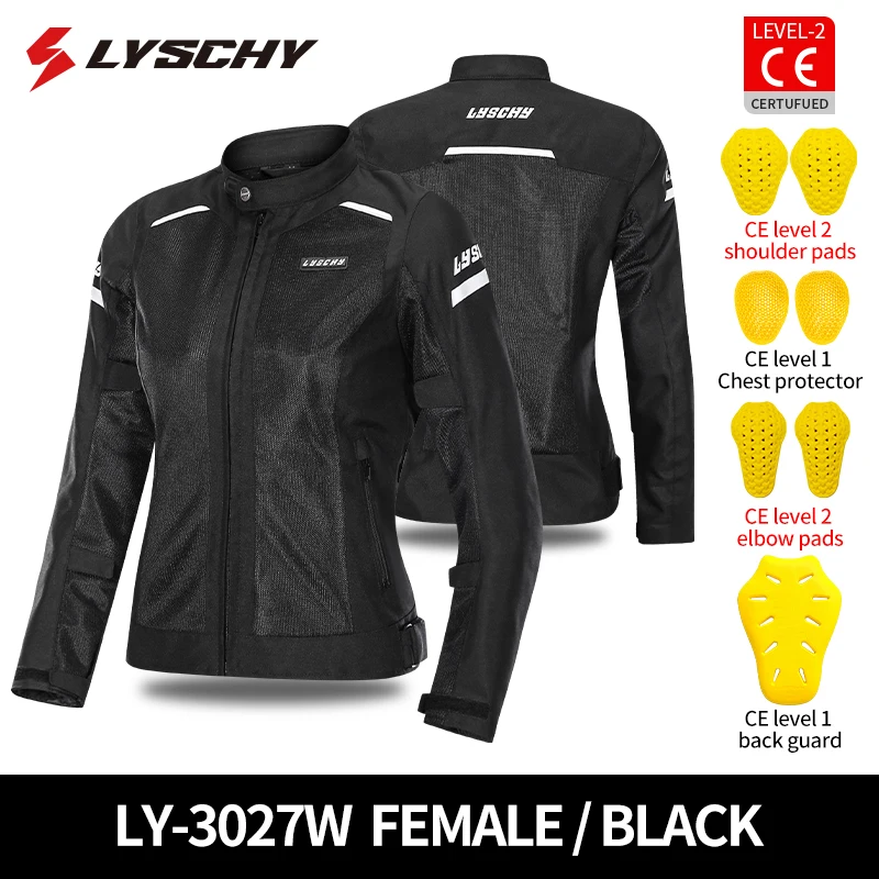 LYSCHY Girls 여름 통기성 메쉬 야간 반사 레이싱 재킷, CE1/CE2, 여성용 라이딩 의류, 슬림 오토바이 재킷