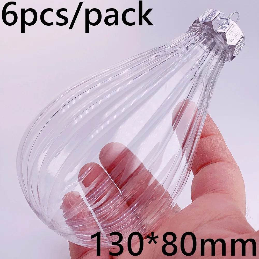 6 piezas x Bolas de adorno navideñas transparentes irrompibles para decorar el hogar, 115 x 60 mm, de plástico, con forma de diamante