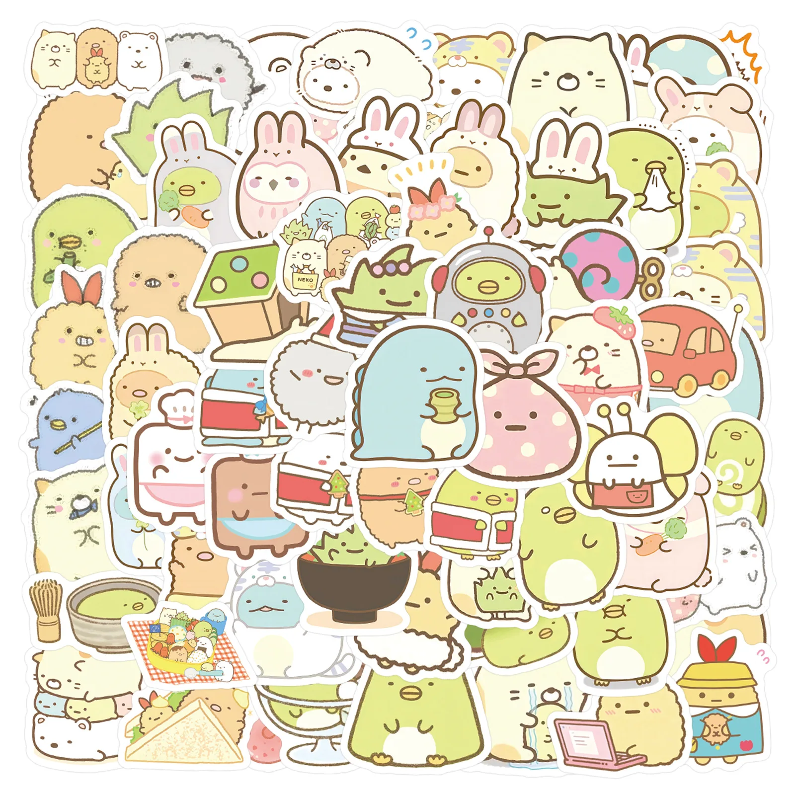 100PCS Sumikkogurashi 스티커 낙서 스티커 DIY 일기 전화 케이스 수제 스크랩북 미적 스티커