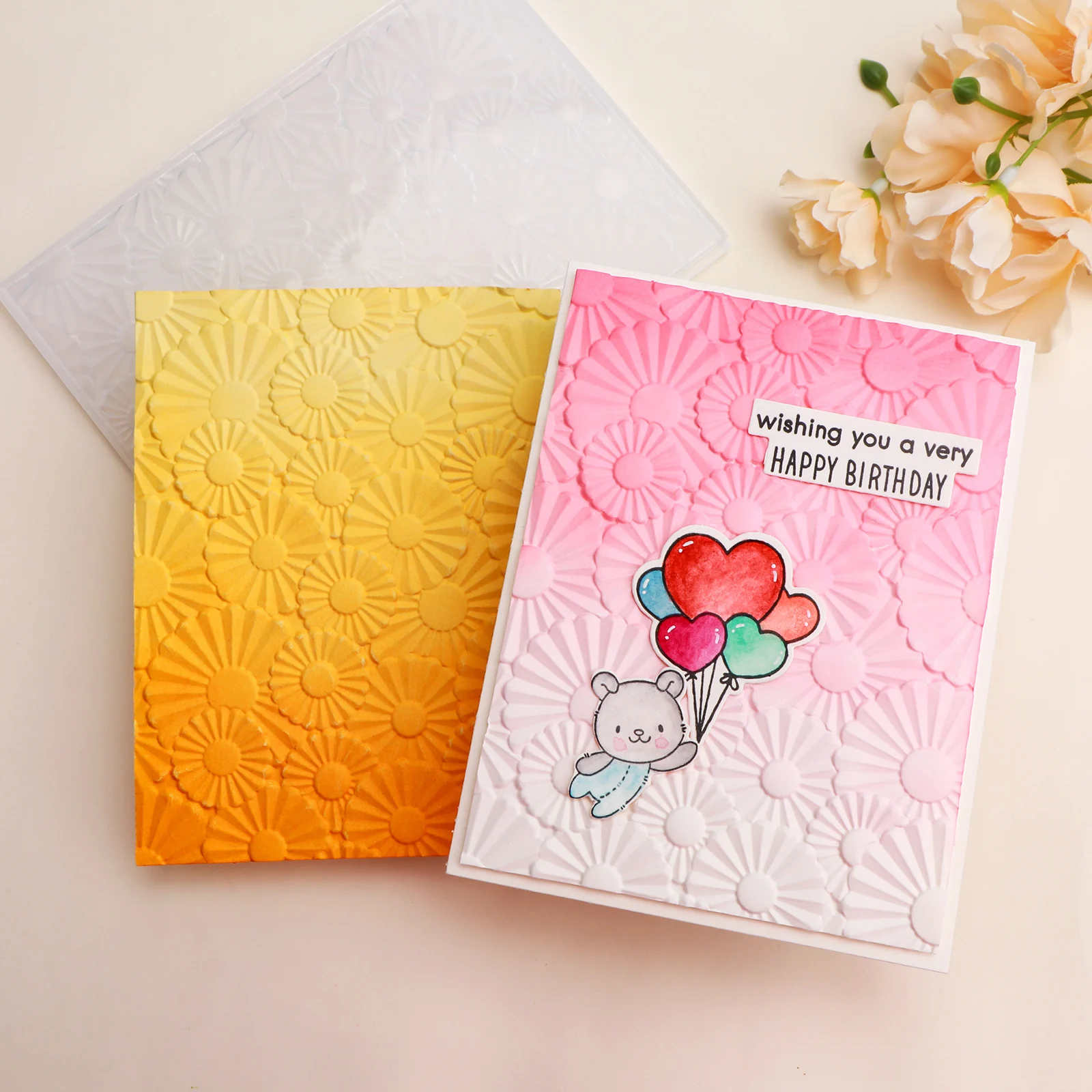 Easter Egg Floral Rosette Burst Background 3D Embossing Folder For Adding Textured Detail To Paper Crafting Project Templates