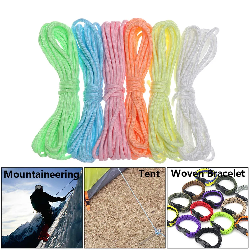 thumbnail image 2 of 5Colors Luminous Paracord Cord Lanyard 9 Cores Outdoor Survival Glow In The Dark Parachute Rope For Hammock Camping Hiking And Survival Pink 2 of 13