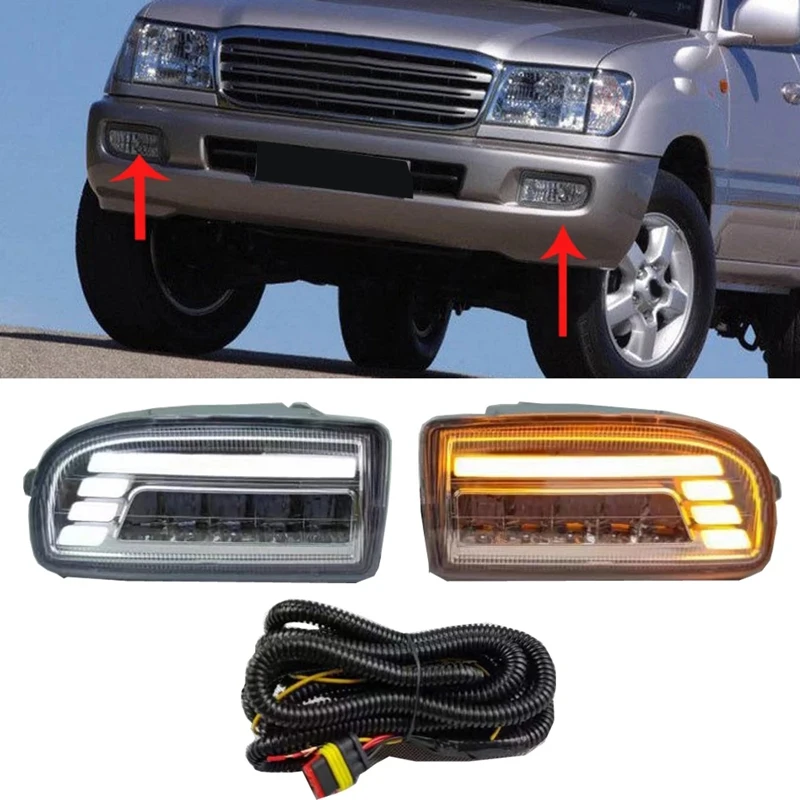 

Автомобильные аксессуары для дневных ходовых огней, для Toyota Land Cruiser LC100 FJ100, автомобильные аксессуары, 12 В, украшение противотуманной фары