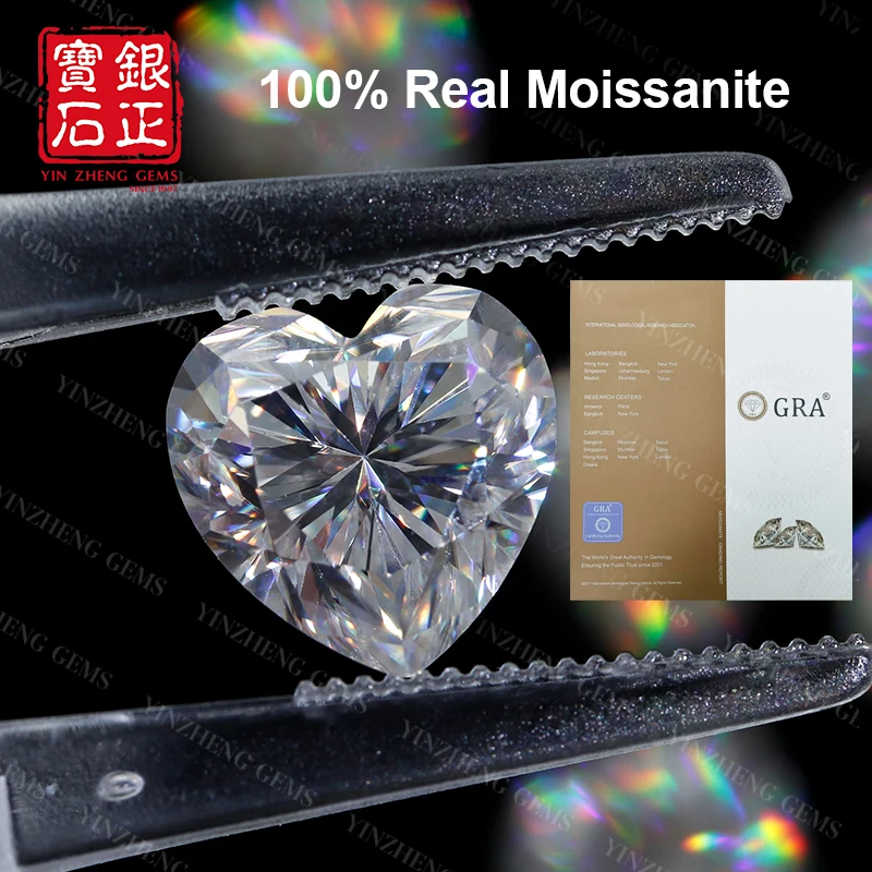 Heart Shape 6A Grade D Color Moissanita Pass Diamond Tester With GRA Certificate Loose Moissanite Stone