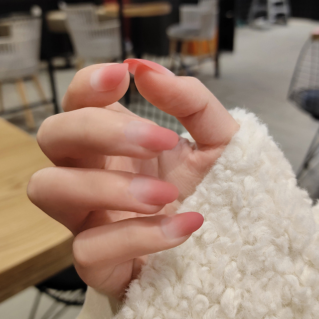 Khaki Pure Color Frosted Ballet matte Fake Nail press on Wearable Detachable Nail Tip Long Healthy full cover for Girl