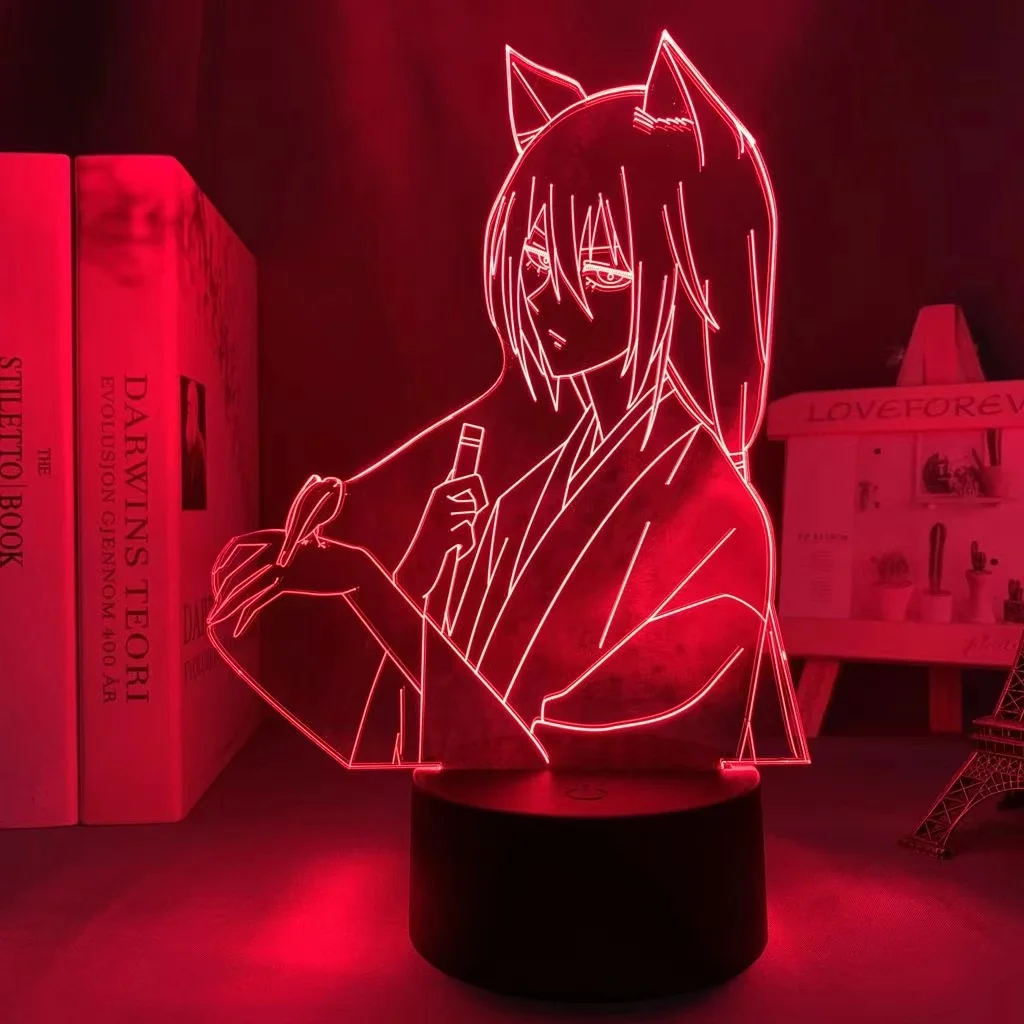 Lampada 3D Illusion Anime Kamisama Kiss Tomoe – Luce Notturna LED Con Telecomando E Base USB Per Cameretta