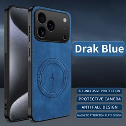 Luxurious Skin - Friendly PU Leather Magnetic Case with Shockproof Wireless Charging Capability for Honor 600 Pro (Blue)