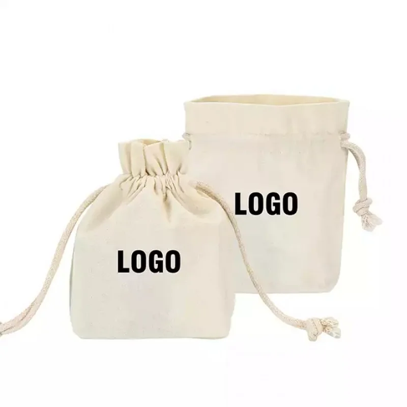 

Custom , Custom Eco Friendly Organic Muslin Cotton Pouch Promotional Small White Calico Cloth Canvas Drawstring Bag With Logo Pr