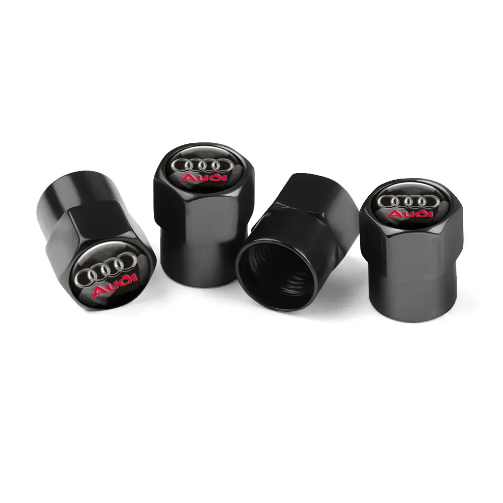 4-Piece Luxury Car Wheel Tire Valve Cap Set with Badge Emblem