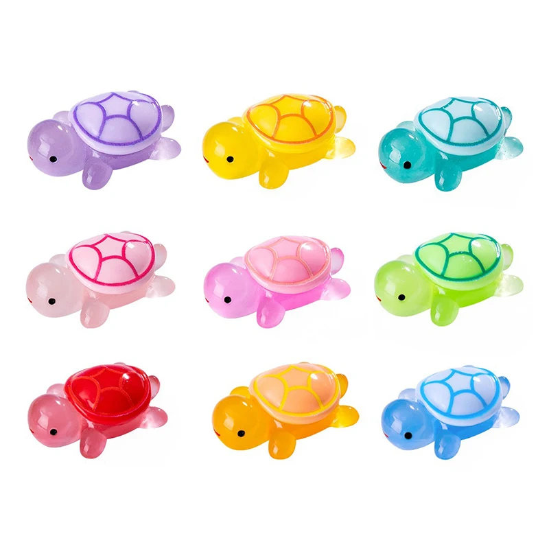 Mini Luminous Turtle Home Decor Landscaping Resin Crafts Glowing Turtle Garden Fish Tank Miniatures Ornaments Decoration 6/10pcs Resin Ornaments