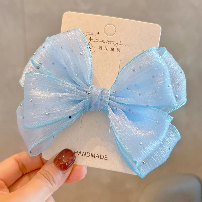 1 Piece Summer Thin Mesh Kids Girl Hair Clip Sweet Big Bow Korean Fashion Barrettes for Children Cute Hair Accessories Headwear