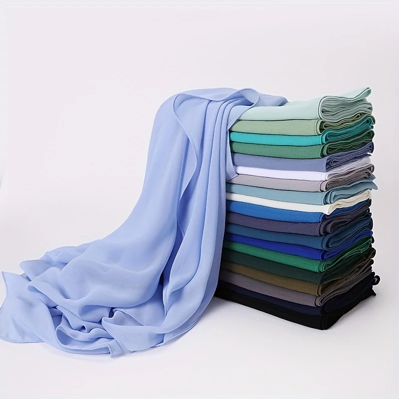 110*110cm Chiffon Square Hijabs Scarf For Woman Muslim Turban Hat Islam Headscarf Women Plain Veil Jersey Hijabs Ramadan 2
