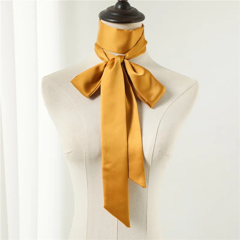 10 Farben 5X190CM Damen Schmaler Langer Schal Einfarbiger Chiffon-Seidenschal Gummiertes Rot Schwarzes Taschenband Stirnbänder Choker Streamer – Detail 14