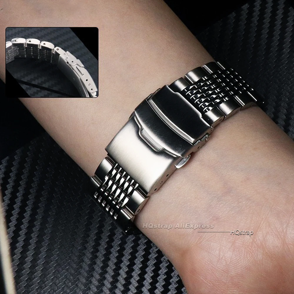 Sleek Stainless Steel Watch Strap - Brushed Finish Wrist Band Accessory