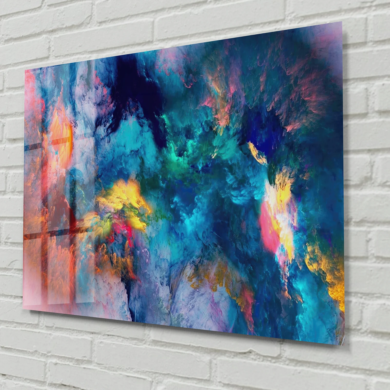 

60X40cm Colorful Clouds and Minimalist Frameless Tempered Glass Art Bedroom Living Room Sofa Backrest Wall Decoration Painting