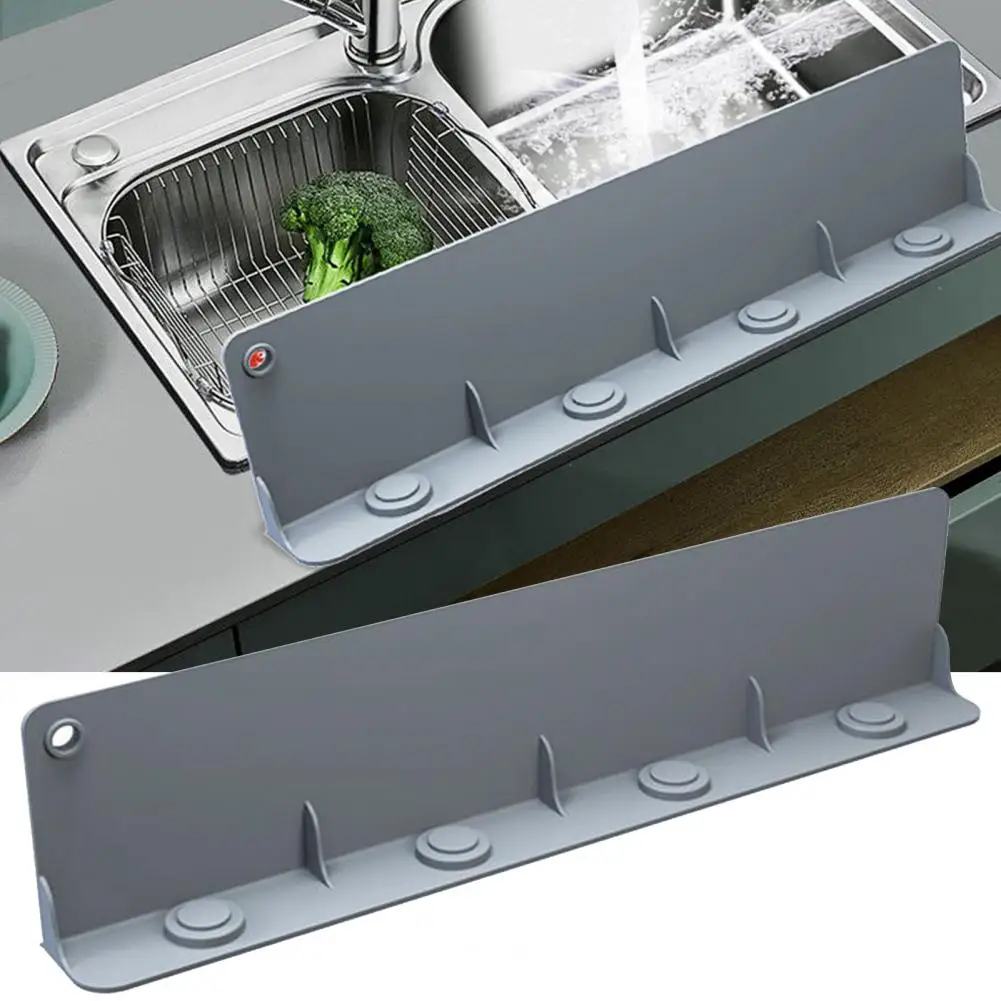 Silicone Sink Splash Guard Pressure Adsorption Slope Design Soft Suction Cup Splash Guard for Water Tank Water Blocking Board