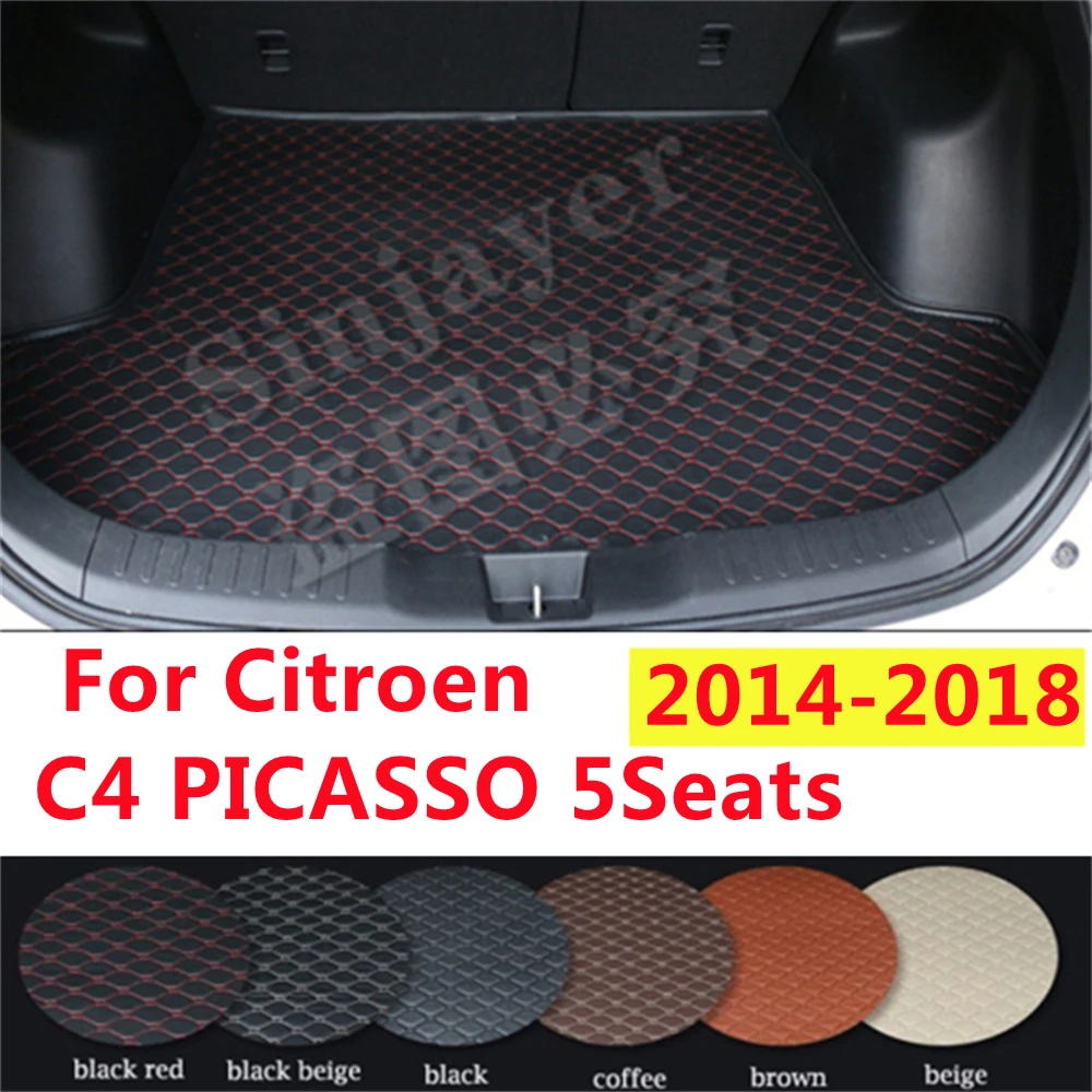 

SJ автомобильный коврик для багажника на заказ, подходит для Citroen C4 PICASSO 2018 2017 2016 2015 2014 года, Автомобильный задний поднос для сапог, грузовой коврик для ковра, протектор