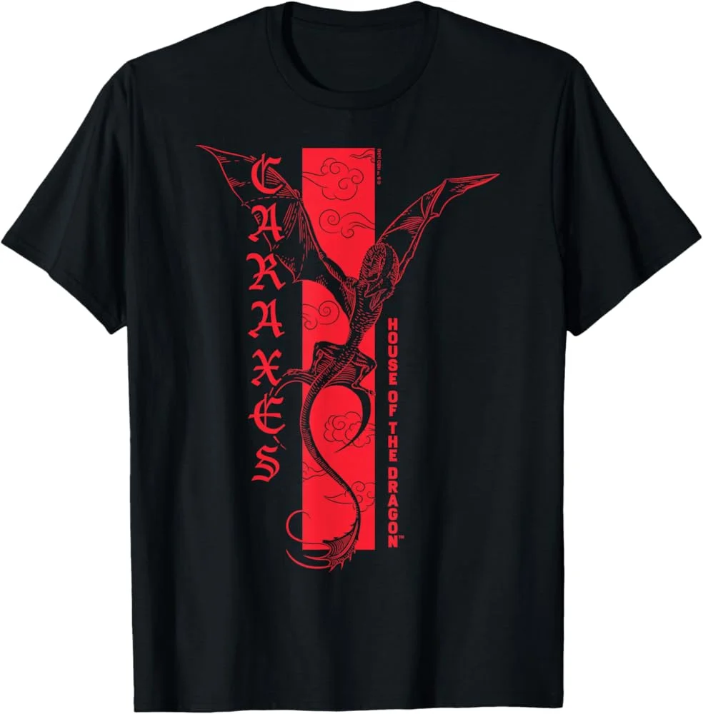 House of The Dragon 3 Caraxes Roter Drache Grafik-T-Shirt 2026 Herren- und Damen-Fantasy-Show Lässiges Kurzarm-Fan-Baumwoll-T-Shirt