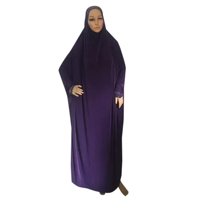 H098 Ramadan Muslim Abaya Pray Dress with Sleeve Long Khimar Kaftan Robe Arab Middle East Clothing  Kaftan Femme Musulman