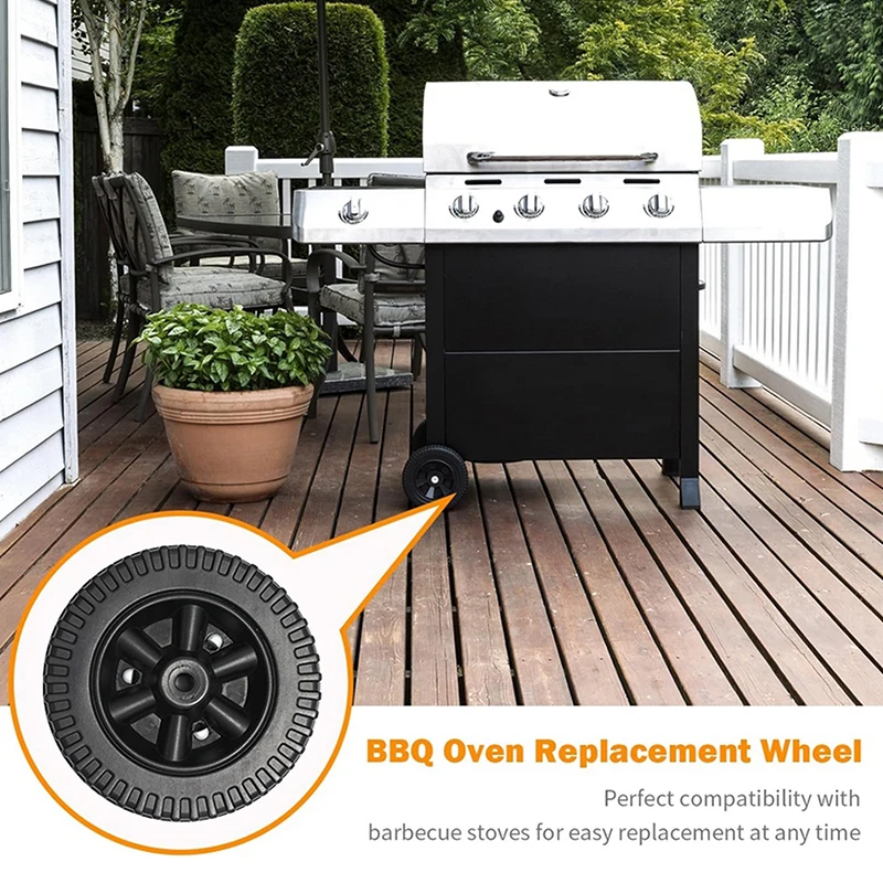 2 stücke BBQ Grill Räder 6 "Ofen Zubehör 6 Zoll Blas Geformt Rad Ersatz Grill 8-10mm Loch hinterhof Garten Werkzeug Teile – Detail 1