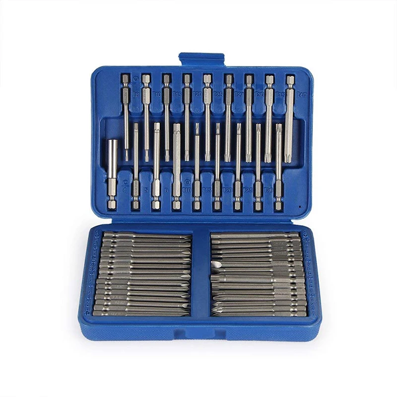 50pc75mmExtraLongScrewdriverBitSetSecurityHeadScrewdriverBits