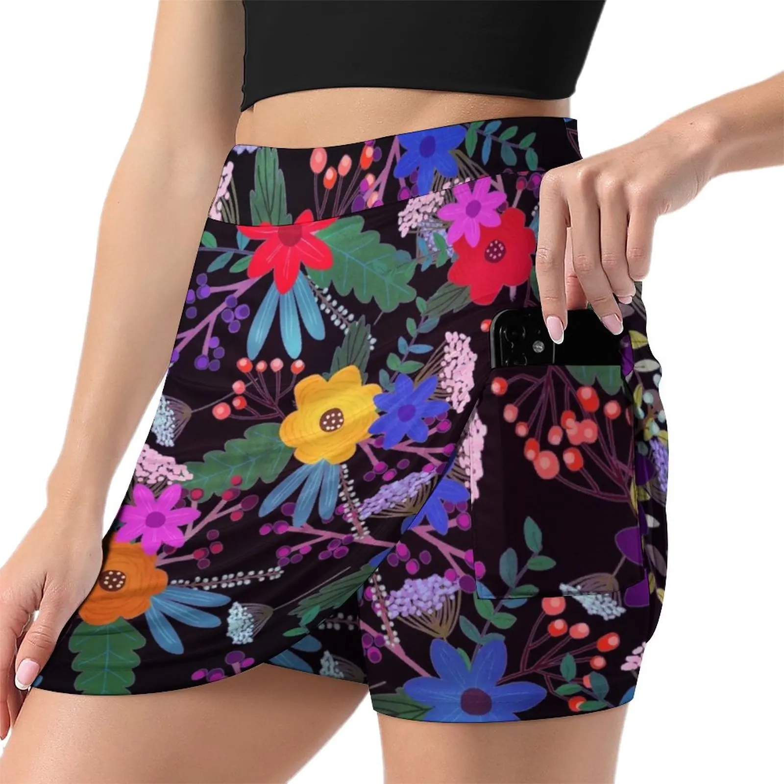 Floral 3 Light Proof Trouser Skirt Skirt satin Evening dresses Women skirt