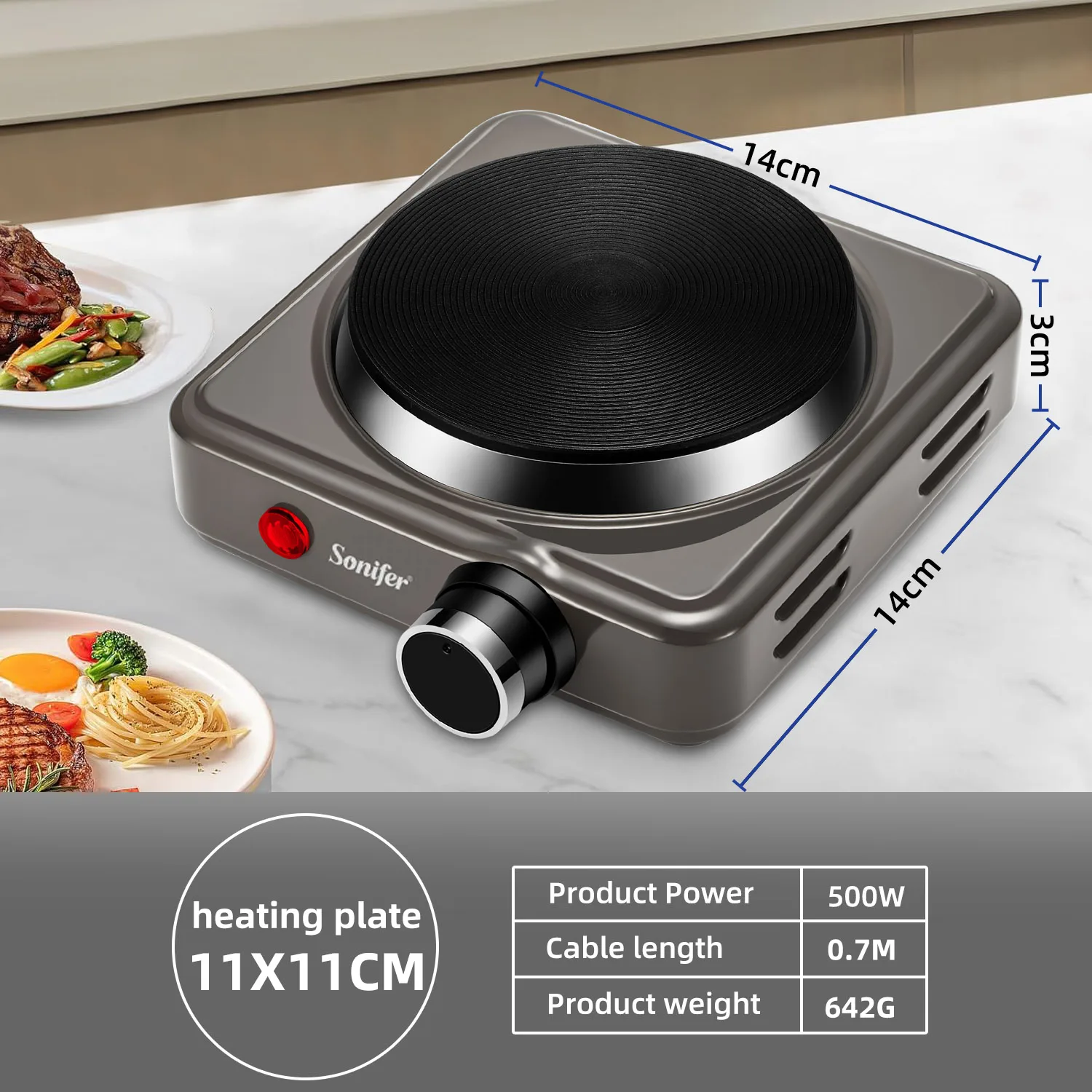 Mini Electric Hotplate 500W Adjustable thermostatic heating plate Travel Hotplate Suitable for caravans Camping Picnics electric stove
