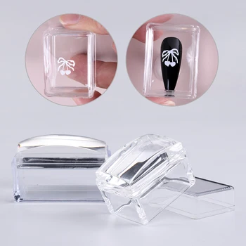 Kit di piastre per timbratura artistica per unghie quadrate Manicure francese Stencil per smalto in silicone trasparente Modello Sigillo Stamper Raschietto Strumento per unghie