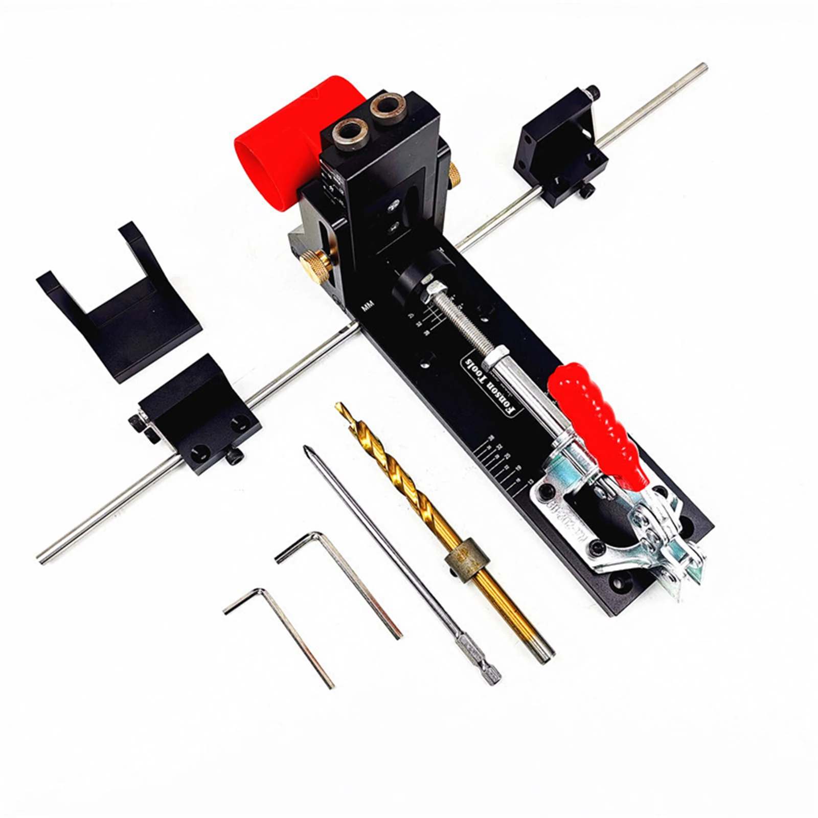 

Woodworking Tilt Hole Drill Locator Pocket Hole Jig Set Drill Bit Tilt Hole Locator Aluminum Alloy Woodworking DIY Tools