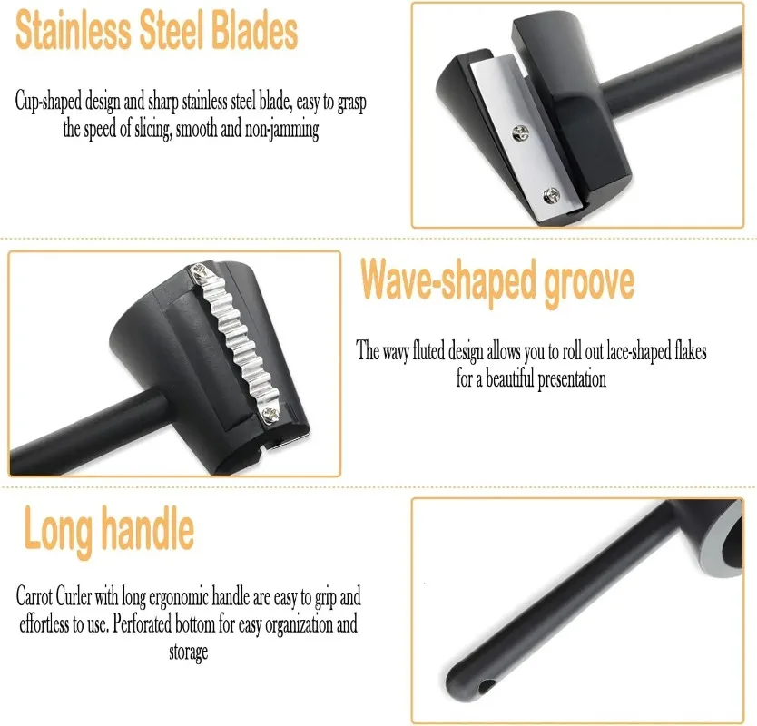 قطاعة بطاطس يدوية ، مبشرة طعام ، مقشرة خضروات وفواكه ، مبرد بطاطس ، مجعد جزر ، سكين سلطة ، أداة زهور